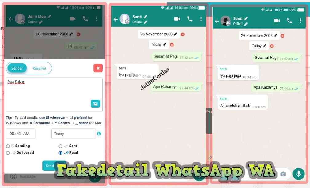 Fakedetail WhatsApp WA Membuat Chat Percakapan Palsu