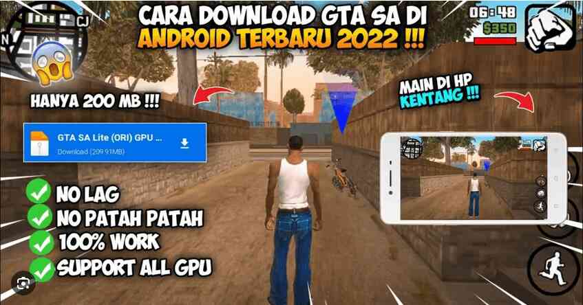 GTA SA Lite Mod Apk Indonesia Download 200MB, 100MB Android